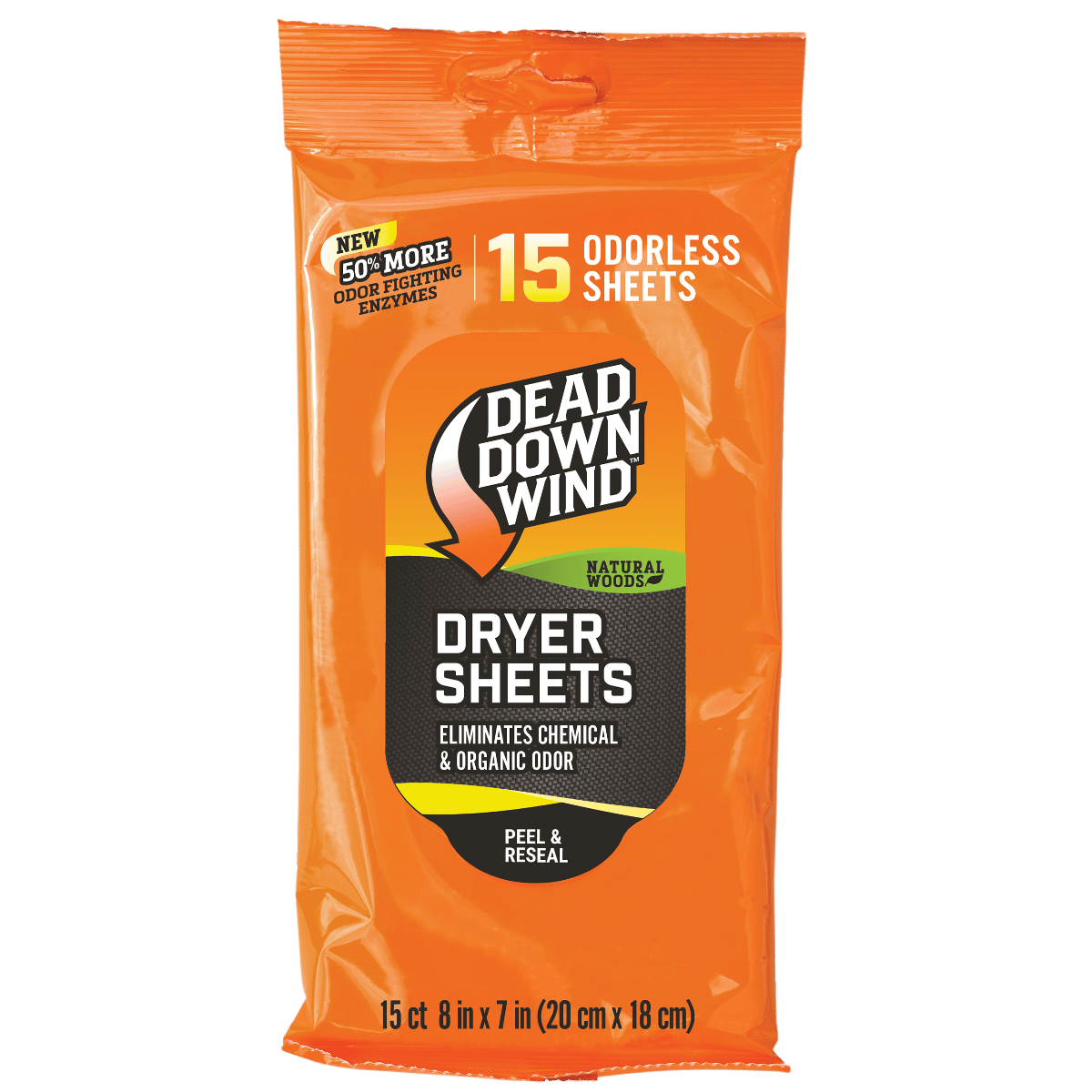 Dead Down Wind 11913 Dryer Sheets  Cover Scent Natural Woods Scent Dryer Sheet 15 Per Pkg