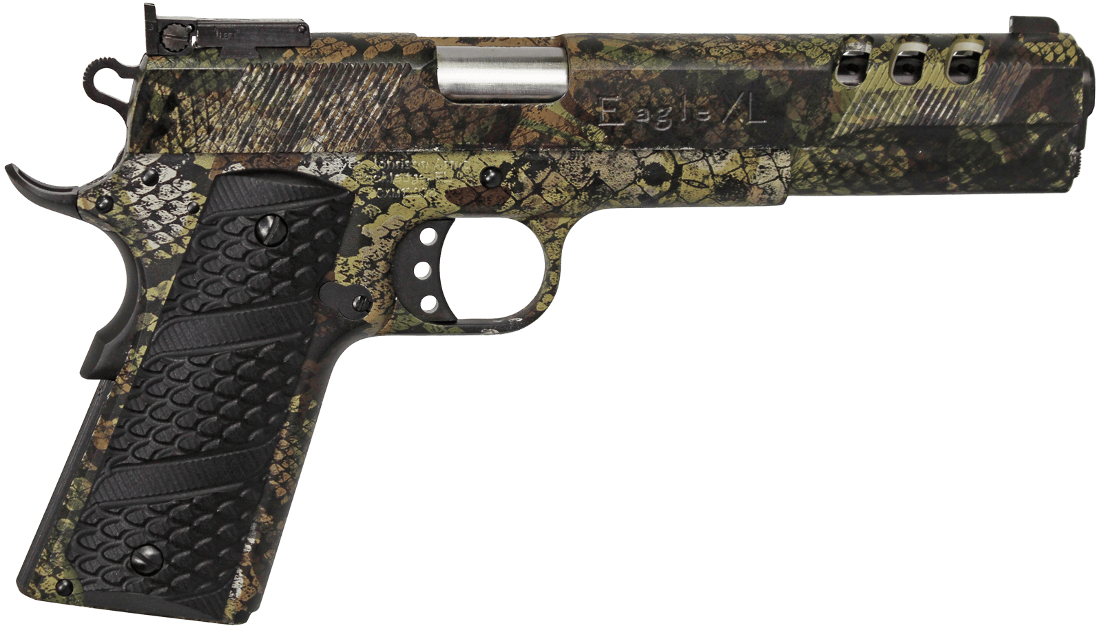 Iver Johnson Arms EAGLEXL10P Eagle XL10P Swamp Snake  10mm 8+1 6" Swamp Snake Hydrographic Front/Rear Angled Serrations Ported 4140 Steel Slide G-10 Snake Skin Grip