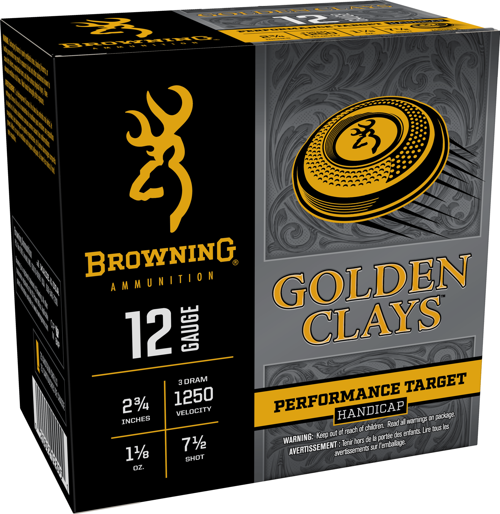 Browning Ammo BGC12HA7 Golden Clays  12Gauge 2.75" 1 1/8oz 7.5Shot 25 Per Box/10 Case