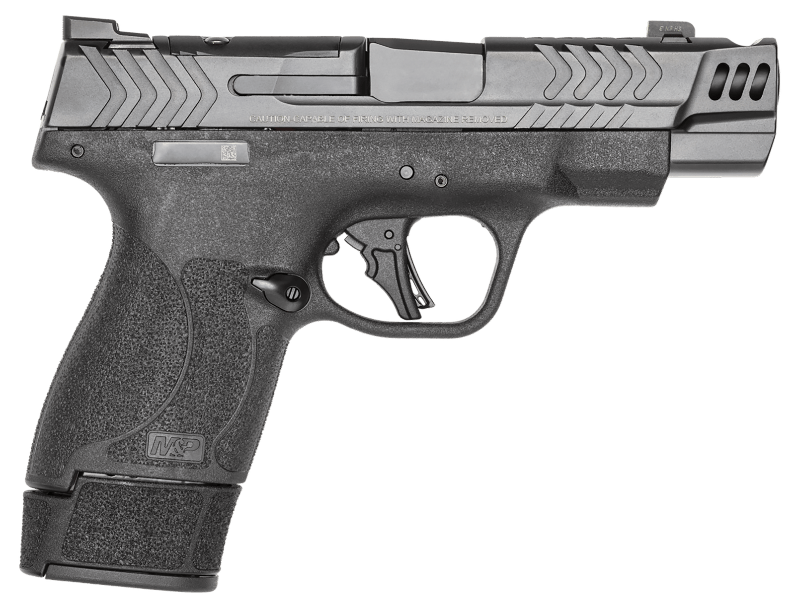 Smith & Wesson 13990 M&P 9 Shield Plus 9mm Luger 10+1 15+1 13+1 4" Stainless Armornite Gray Ported/Serrated Stainless Steel Slide Black Textured Grip