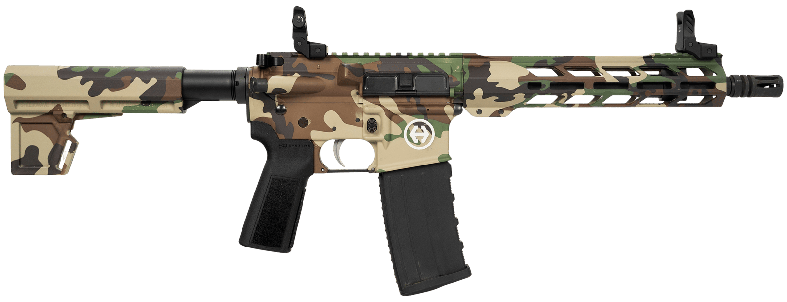 Hi-Point HP15P-300BLKM81 HP 15P 300 Blackout 30+1 10.50" Black Threaded Barrel, M81 Woodland Camo Aluminum Receiver w/Picatinny Rail, M-LOK Handguard, Blade Polymer Brace, B5 P Type 23 Grip