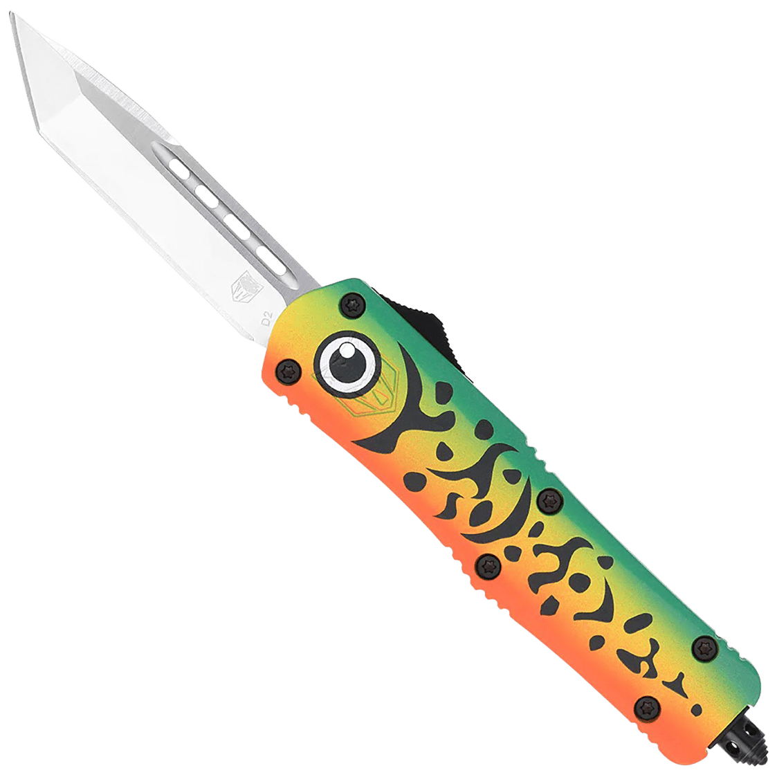 CobraTec Knives MFLGNFS3TNS FS-3 Fishing Lure Medium 3" OTF Tanto Plain Satin D2 Steel Blade, 4.50" Green Fishing Lure Aluminum Cerakoted Handle