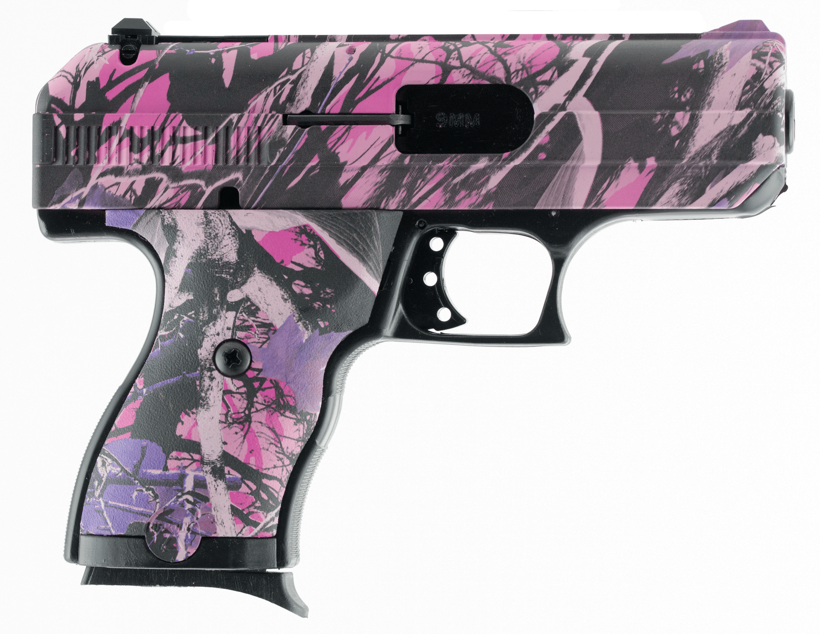 Hi-Point 916PI C9  9mm Luger 8+1, 3.50" Black Steel Barrel, Hydro-Dipped Pink Camo Serrated Steel Slide, Hydro-Dipped Pink Camo Polymer Frame & Grip