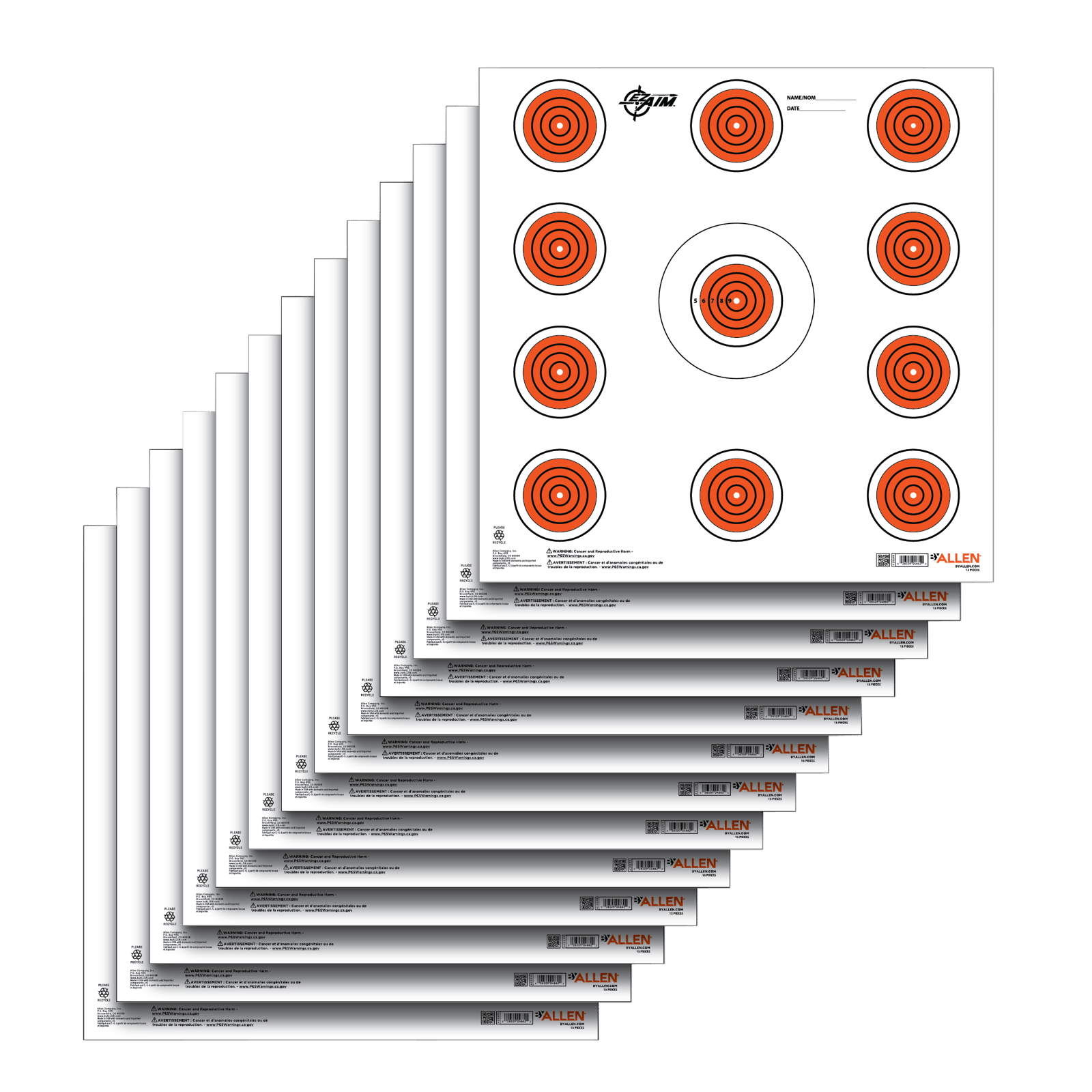 EZ-Aim 15245 Paper Targets Indoor SPOT Paper Hanging 12" x 12" Orange/White 13 Per Pkg