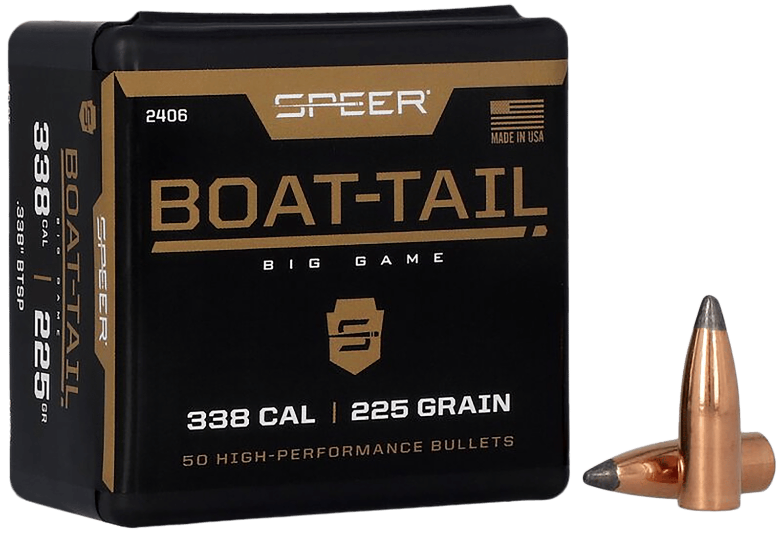 Speer 2406 Boat-Tail  .338 225 gr Spitzer Boat Tail Soft Point 50
