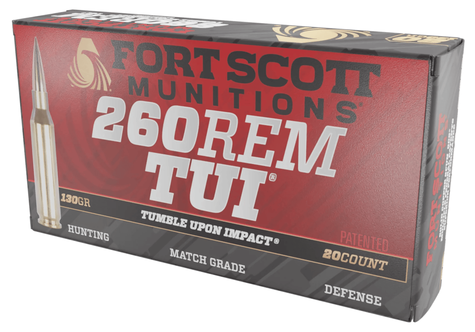 Fort Scott Munitions 260130SCV2 Tumble Upon Impact (TUI)  260Rem 130gr Solid Copper Spun 20 Per Box/25 Case
