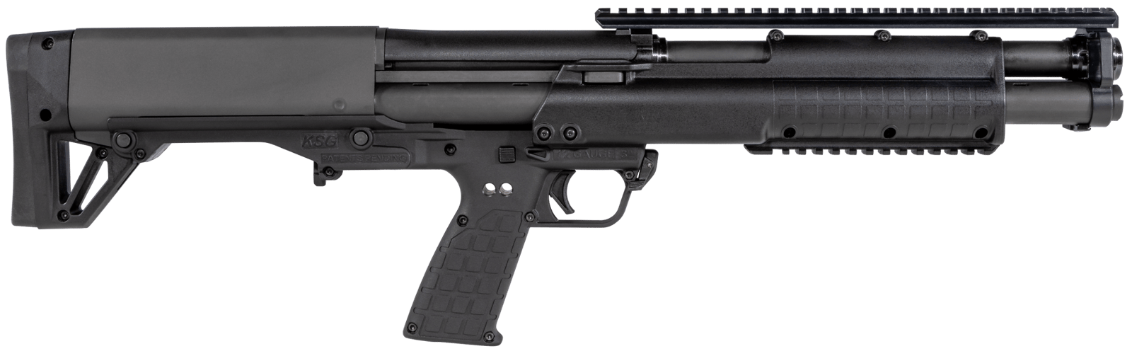 Kel-Tec KSGBLK KSG  Black 12 Gauge 18.50" 3" 14+1 Black Rec/Barrel Black Polymer Fixed Stock & Grip