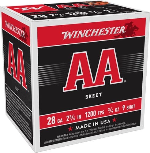 WINCHESTER AA 28GA 2.75" 3/4OZ #9 1200FPS 250RD CASE LOT