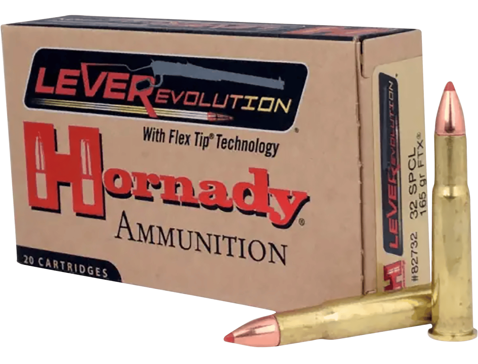 Hornady 82732 LEVERevolution  32WinSpecial 165gr Flex Tip eXpanding 20 Per Box/10 Case