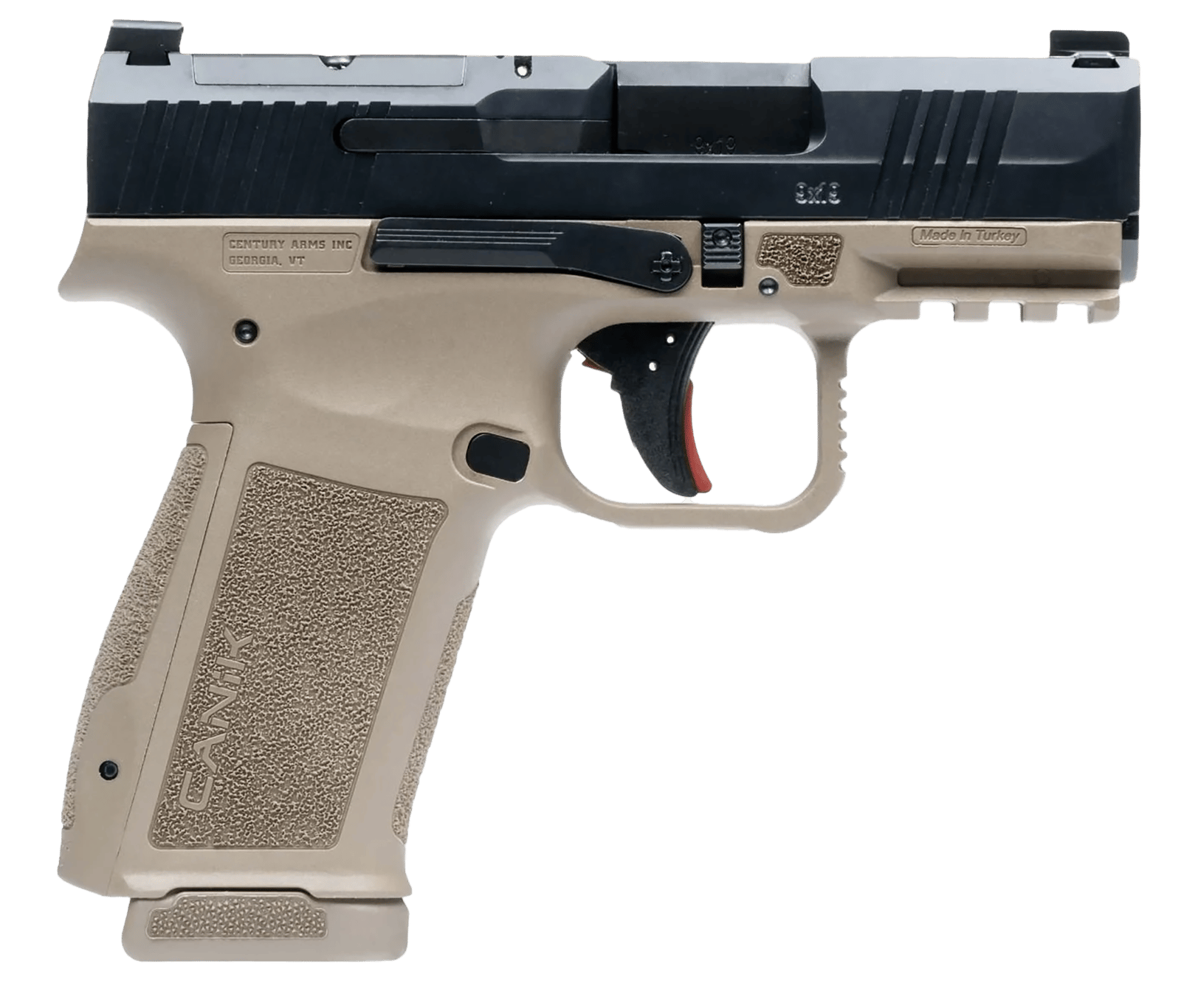 Canik HG7882BDN Mete MC9L Sub-Compact Frame 9mm Luger 17+1 3.18" Black Steel Barrel, Black Nitride Serrated Steel Slide, Flat Dark Earth Polymer Frame w/Picatinny Rail, Interchangeable Backstrap Grip