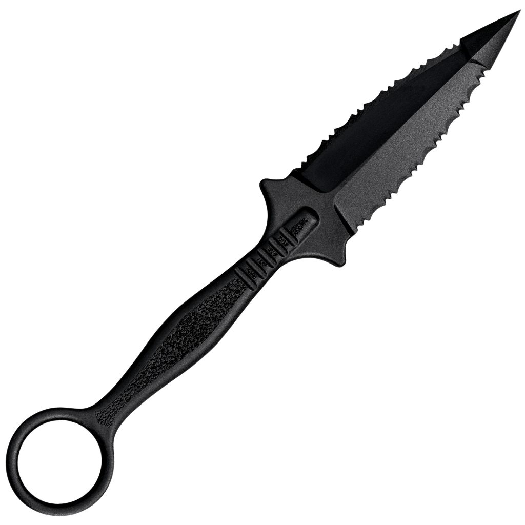 Cold Steel CS92FR FGX Ring Dagger 3.50" Fixed Serrated Dagger Black Griv-Ex Blade/Black w/Molded Ring Griv-Ex Handle