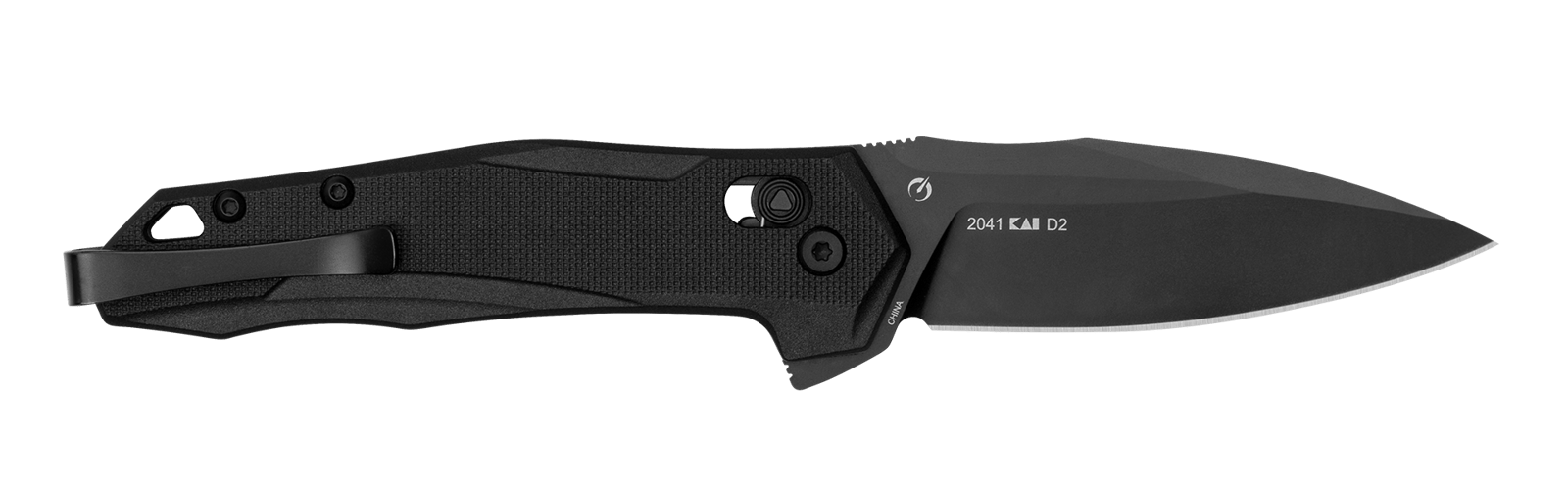 Kershaw 2041 Monitor  Mid-Size 3" Folding Spear Point Plain Black Oxide D2 Steel Blade, Black Textured Glass Filled Nylon Handle, Includes Pocket Clip