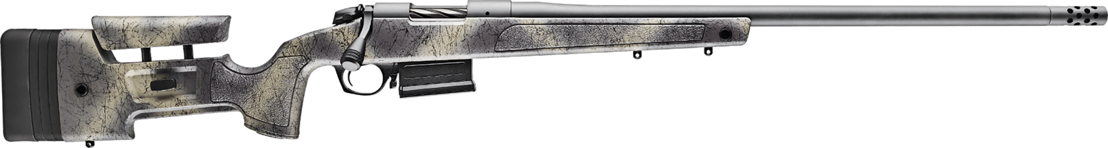 Bergara Rifles B14S3814 B-14 Wilderness HMR 22 Creedmoor 5+1 20" Sniper Gray Cerakote Threaded Barrel, Sniper Gray Cerakote Steel Drilled & Tapped Receiver, Wilderness Camo w/Black Webbing Adj Cheek &