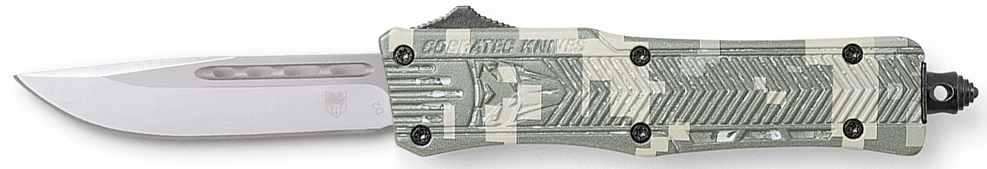 CobraTec Knives SADCCTK1SDNS CTK-1 American Flag Small 2.75" OTF Drop Point Plain D2 Steel Blade, 4.25" Digital Camo Aluminum Alloy Handle