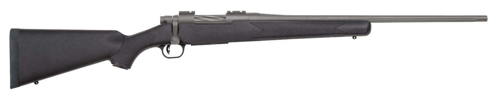 Mossberg 28068 Patriot  Full Size 22-250 Rem 5+1 22" Stainless Cerakote Fluted Barrel, Drilled & Tapped Stainless Cerakote Receiver, Black Fixed Synthetic Stock, Right Hand