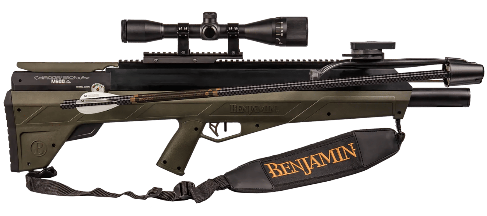 Benjamin BPABMX Airbow M600 Kit PCP 357 Pellet Black Barrel, OD Green Stock, CenterPoint 6x40mm AO