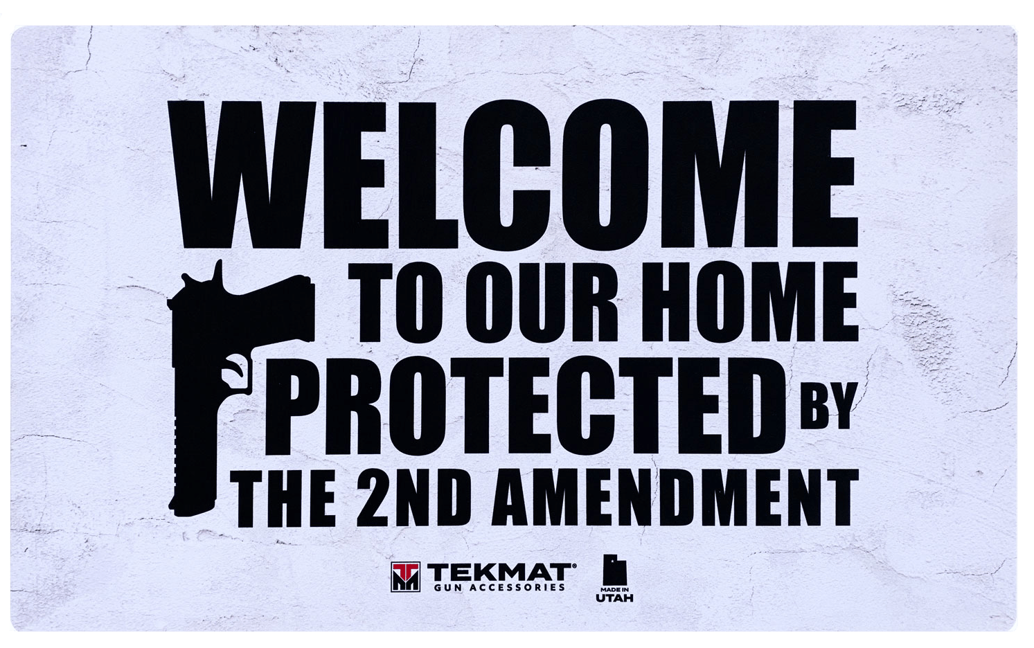 TekMat TEK422AMENDMENT 2nd Amendment Door Mat White/Black Rubber 42" Long "Welcome To Our Home Protected By The 2nd Amendment"