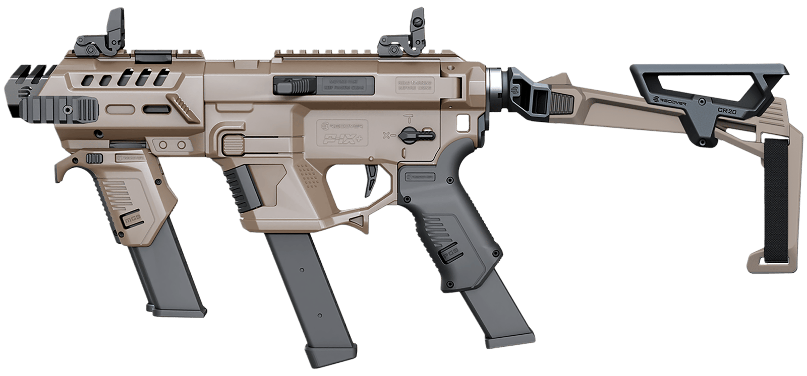 Recover Tactical PIXPMGFBR02 P-IX+MG  PG9 SR20 Metal Front Guard Folding Brace Tan