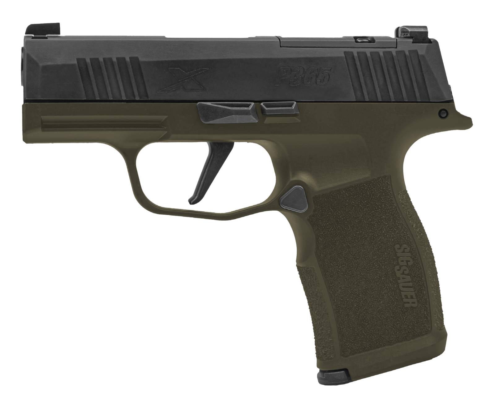 Sig Sauer 365X-9-BXR3-FS P365 XSeries Fortunate Son 9mm Luger 12+1 3.70" Black DLC Barrel, Black Nitron Stainless Steel Optic Ready/Serrated Slide, OD Green Cerakote Stainless Steel Frame w/Accessory