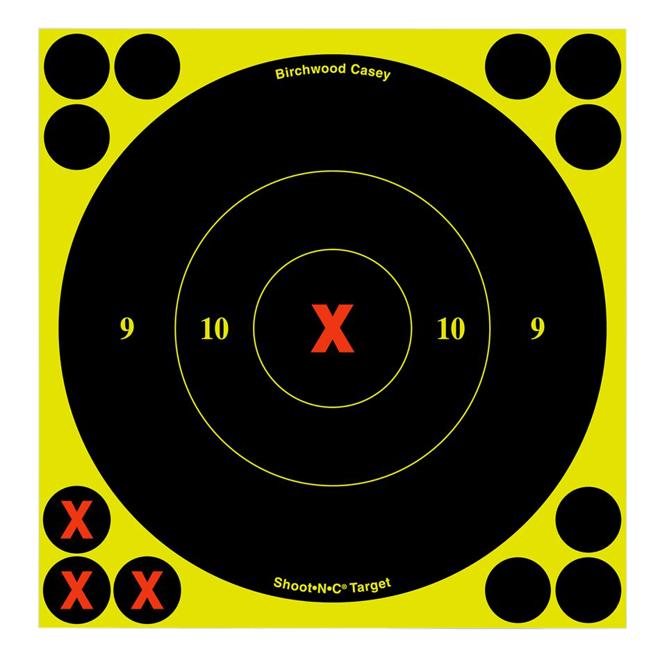 Birchwood Casey 34560 Shoot-N-C Reactive Target Self-Adhesive Paper Black/Yellow 6" X-Bullseye 60 Pack