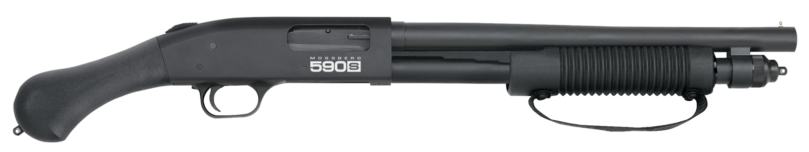 Mossberg 51601 590S Shockwave 12 Gauge Pump 3" 8+1 14.38" Matte Blued Steel Barrel, Black Anodized Receiver, Black Raptor Birdshead Grip