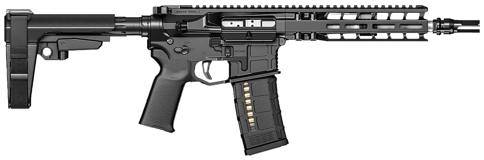 Radian Weapons R0052 Model 1 Pistol 300 Blackout 30+1 9", Black, Billet Rec, M-Lok Handguard, Smooth Buffer Tube (No Brace), Magpul Grip, Ambi Controls, Dead Air QD Flash Hider, Adj. Trigger