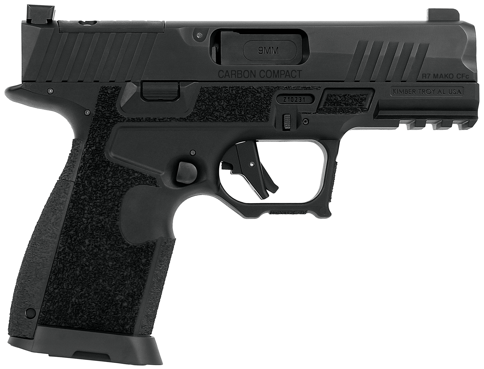 Kimber Mfg.,inc 3800016 R7 Mako Carbon Compact OR 9mm 15+1 3.92" FNC Stainless Steel Slide Molded Stippling Interchangeable Modular Backstrap Grip