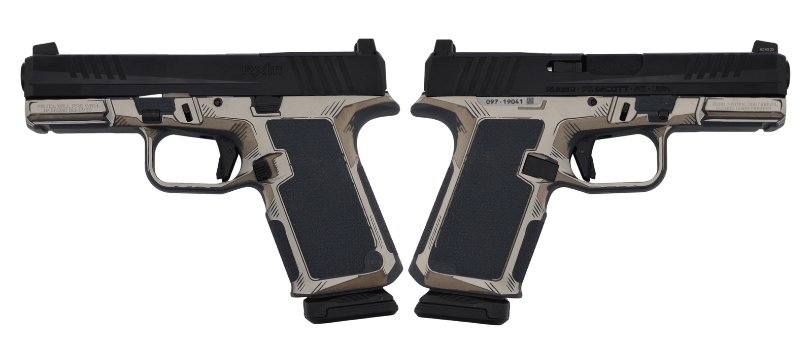RUGER RXM 9MM PISTOL 4" BBL STEALTH GRAY SKETCH MAGPUL EHG, O.R. 2-15RD MAGS