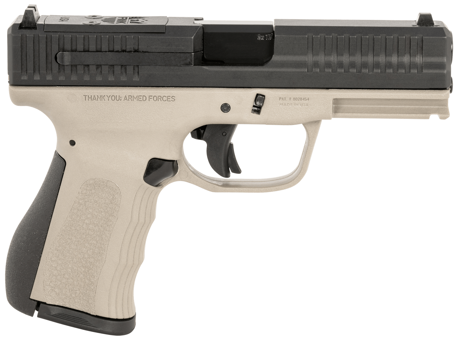 FMK FMKG49TG G3  9mm Luger 14+1 4" Stainless Steel Barrel, Black Optic Cut/Serrated Carbon Steel Slide, Titanium Gray Polymer Frame w/Picatinny Rail, Black Backstrap Grip