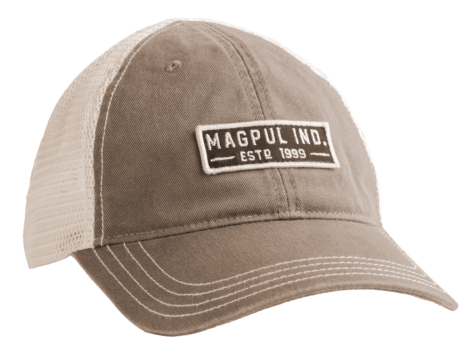 Magpul MAG1260-252 Established Garment Trucker Hat Driftwood Adjustable Snapback OSFA Embroidered Patch