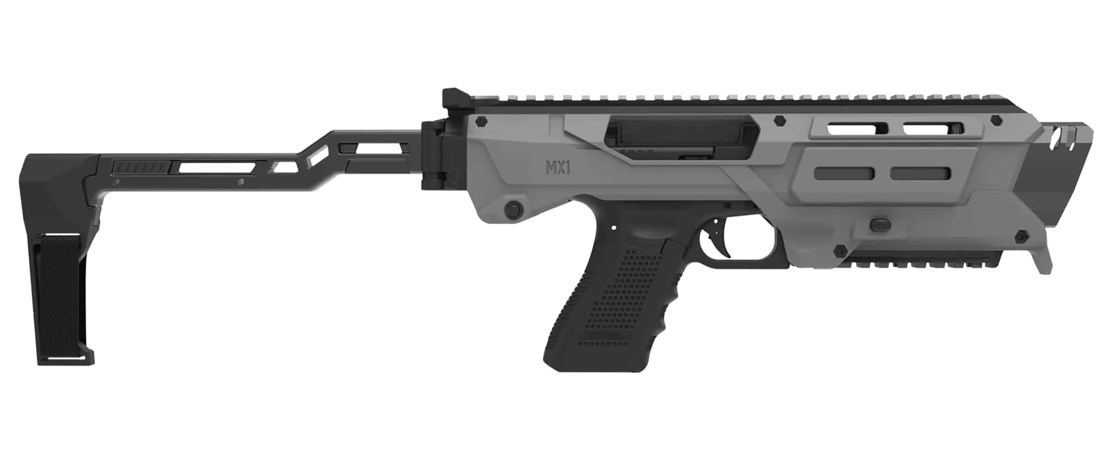 Meta Tactical Llc MX1-PS-GY MX-1 Conversion Kit Compatible w/Glock, Gray Aluminum Frame w/M-LOK & Picatinny Rail, Black Polymer Folding Stabilizer