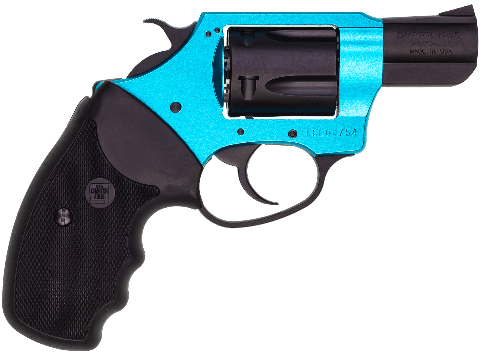 Charter Arms 53864 Undercover Lite Santa Fe Sky Small 38 Special, 5 Shot 2" Black Stainless Steel Barrel & Cylinder, Turquoise Aluminum Frame w/Black Finger Grooved Rubber Grip, Exposed Hammer