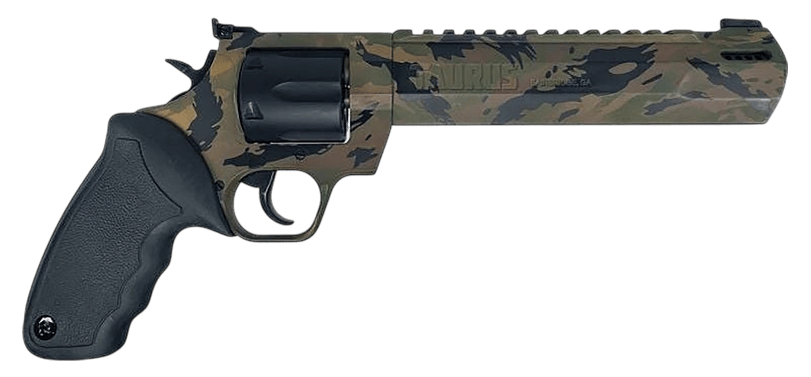Taurus 2-357081RH-DTSC Raging Hunter  Large 357 Mag/38 Special +P 7 Shot 8.37" Camo Picatinny Rail/Ported Barrel, Matte Black Cylinder, Camo Alloy Steel Frame, Transfer Bar Safety, Exposed Hammer