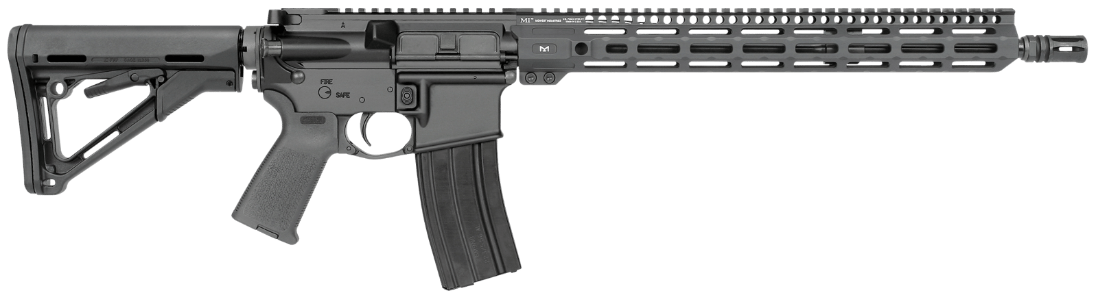 Midwest Industries MIFN16CRM15 Lightweight  223 Wylde 16" 30+1 Black Hard Coat Anodized Rec with 16" M-Lok Black 6 Position Magpul CTR Stock Black Magpul MOE Grip Right Hand