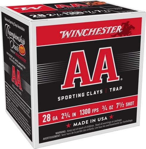 WINCHESTER AA 28GA 2.75" 3/4OZ #7.5 1300FPS 250RD CASE LOT