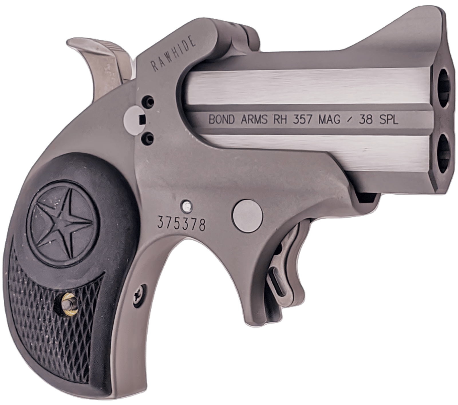 Bond Arms BARHR Rawhide Rough Series 38 Special/357 Mag 2 Shot 2.50" Rough Matte Stainless Steel Barrel Rough Matte Stainless Steel Frame Black Rubber Grips