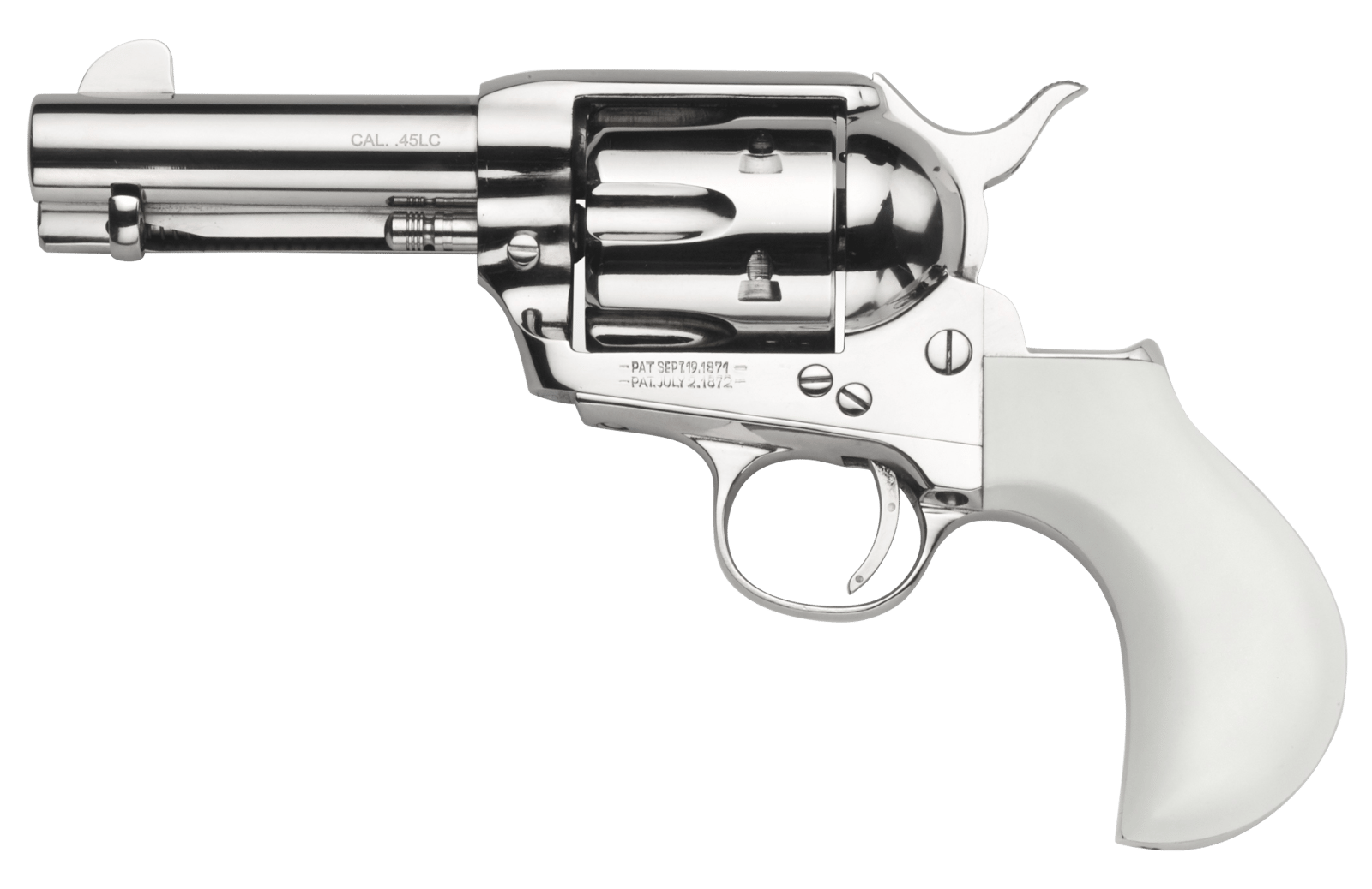 Taylors & Company 200072 1873 Cattleman 45 Colt (LC) Caliber with 3.50" Barrel, 6rd Capacity Cylinder, Overall Nickel-Plated Finish Steel & Ivory Birdshead Synthetic Grip