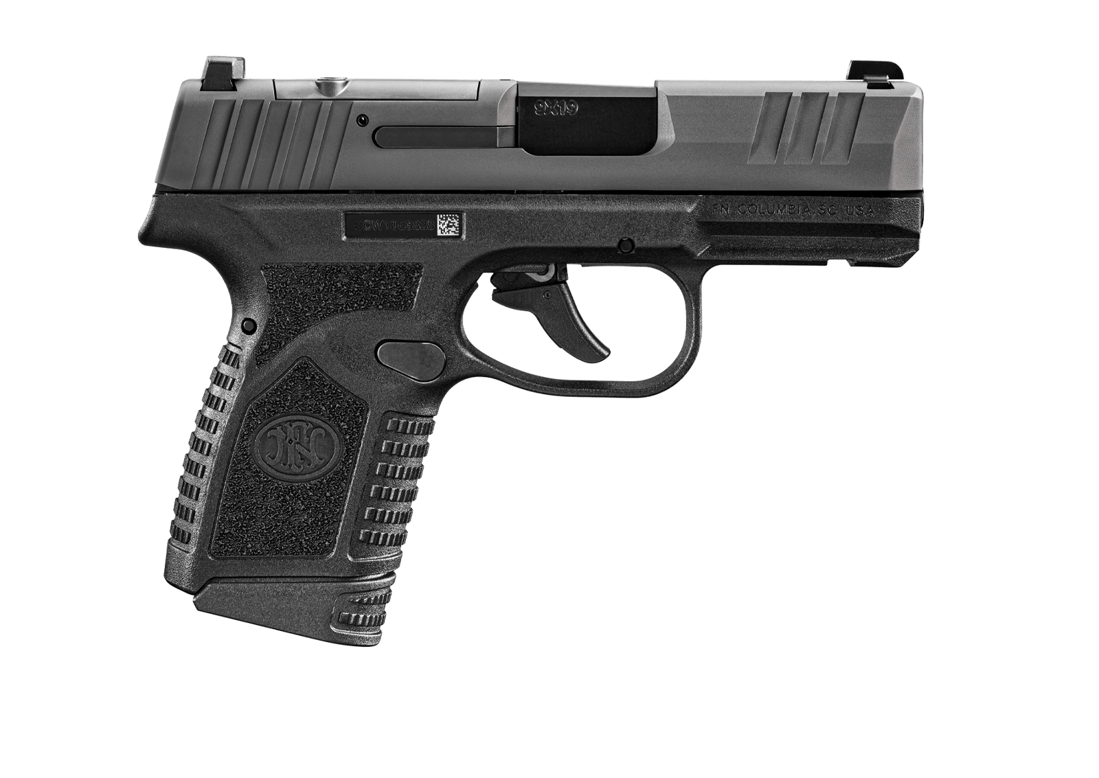 FN 66101414 Reflex MRD Micro-Compact Frame 9mm Luger 10+1, 3.30" Black Target Crown Steel Barrel, Black PVD Optic Ready/Serrated Steel Slide & Polymer Frame w/Picatinny Rail, Ambidextrous
