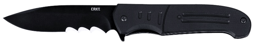 CRKT 6885 Ignitor  3.48" Folding Drop Point Part Serrated Black Oxide 8Cr13MoV SS Blade/Black G10 Handle Includes Pocket Clip