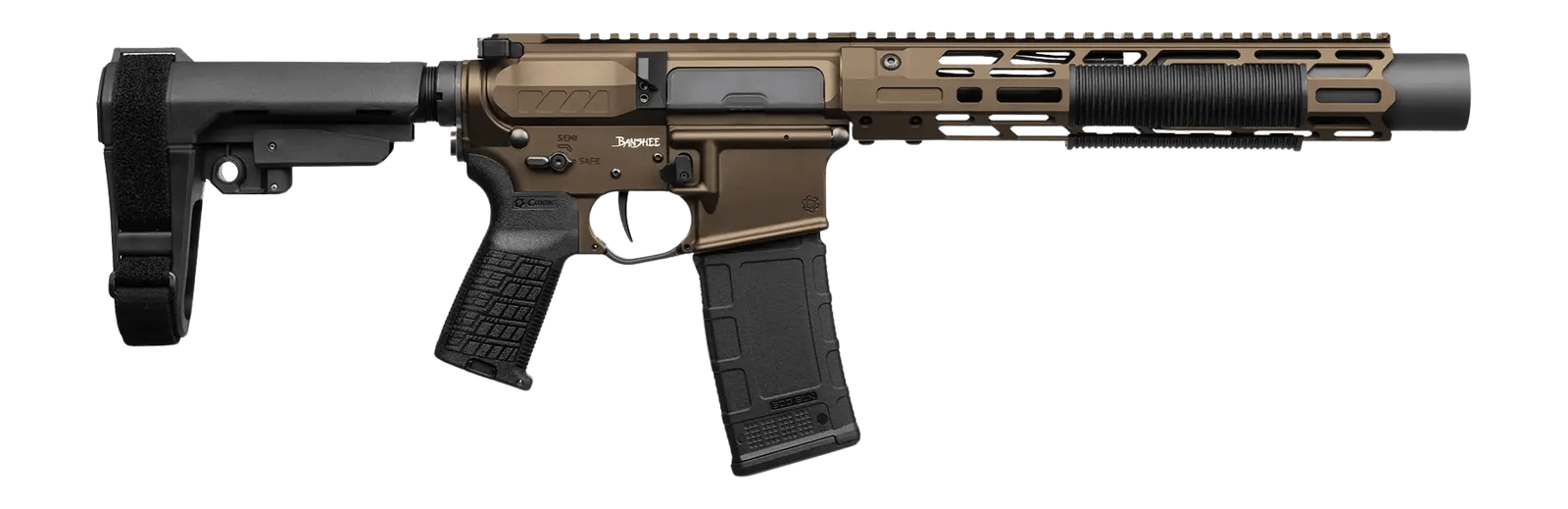 CMMG 30A0ED0-MB Zeroed Banshee Mk4 300 Blackout 30+1 6.50" Black Nitride Threaded Barrel, Midnight Bronze Cerakote Aluminum Receiver w/Picatinny Rail, M-LOK Handguard, Black Polymer CMMG RipBrace, CMM