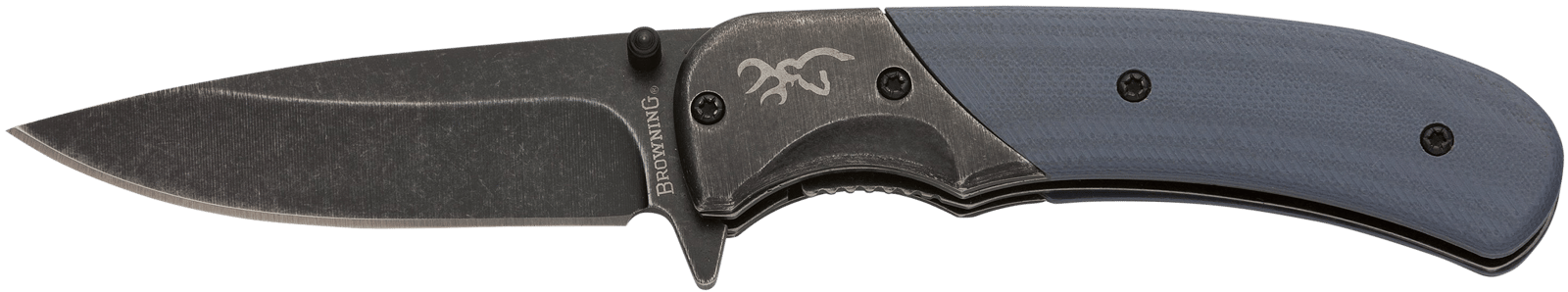 Browning 3220365 The Range  EDC Compact 2.75" Folding Drop Point, Plain Black Oxide Stonewashed 7Cr17MoV SS Blade, Black/Blue Aluminum/G10 Handle