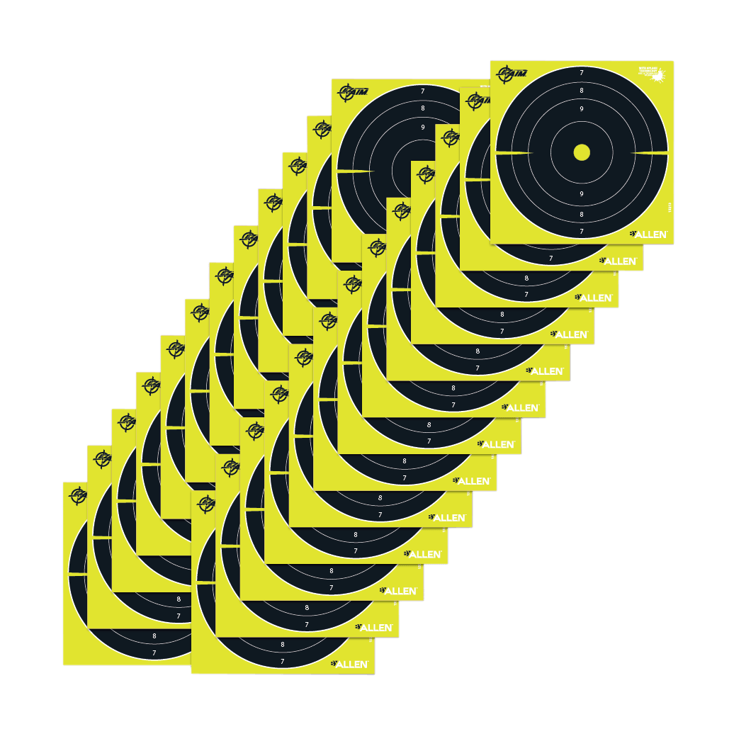 EZ-Aim 15213 Splash Reactive  8" Bullseye Hanging Paper 8" x 8" Black/Yellow White 25 Per Pkg