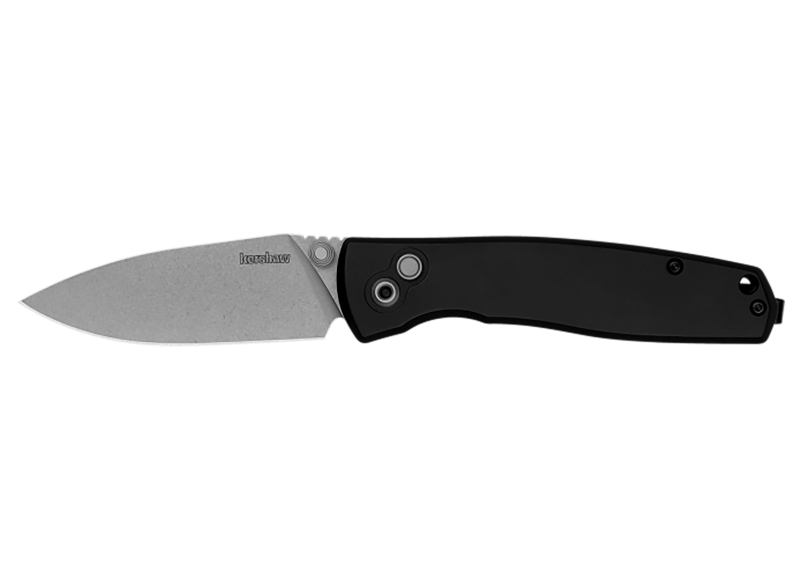 Kershaw 2053 Kindred  3" Folding Spear Point Plain Stonewashed D2 Steel Blade, Black Anodized Aluminum Handle