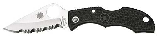 Spyderco LBKS3 Ladybug 3  1.94" Folding Modified Clip Point Serrated VG-10 SS Blade Black FRN Handle