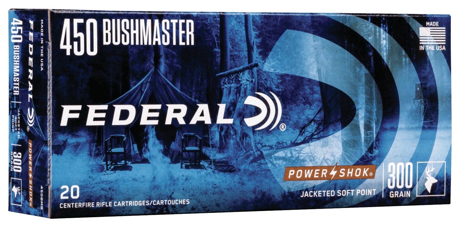 Federal 450BMB Power-Shok  450Bushmaster 300gr Jacketed Soft Point 20 Per Box/10 Case