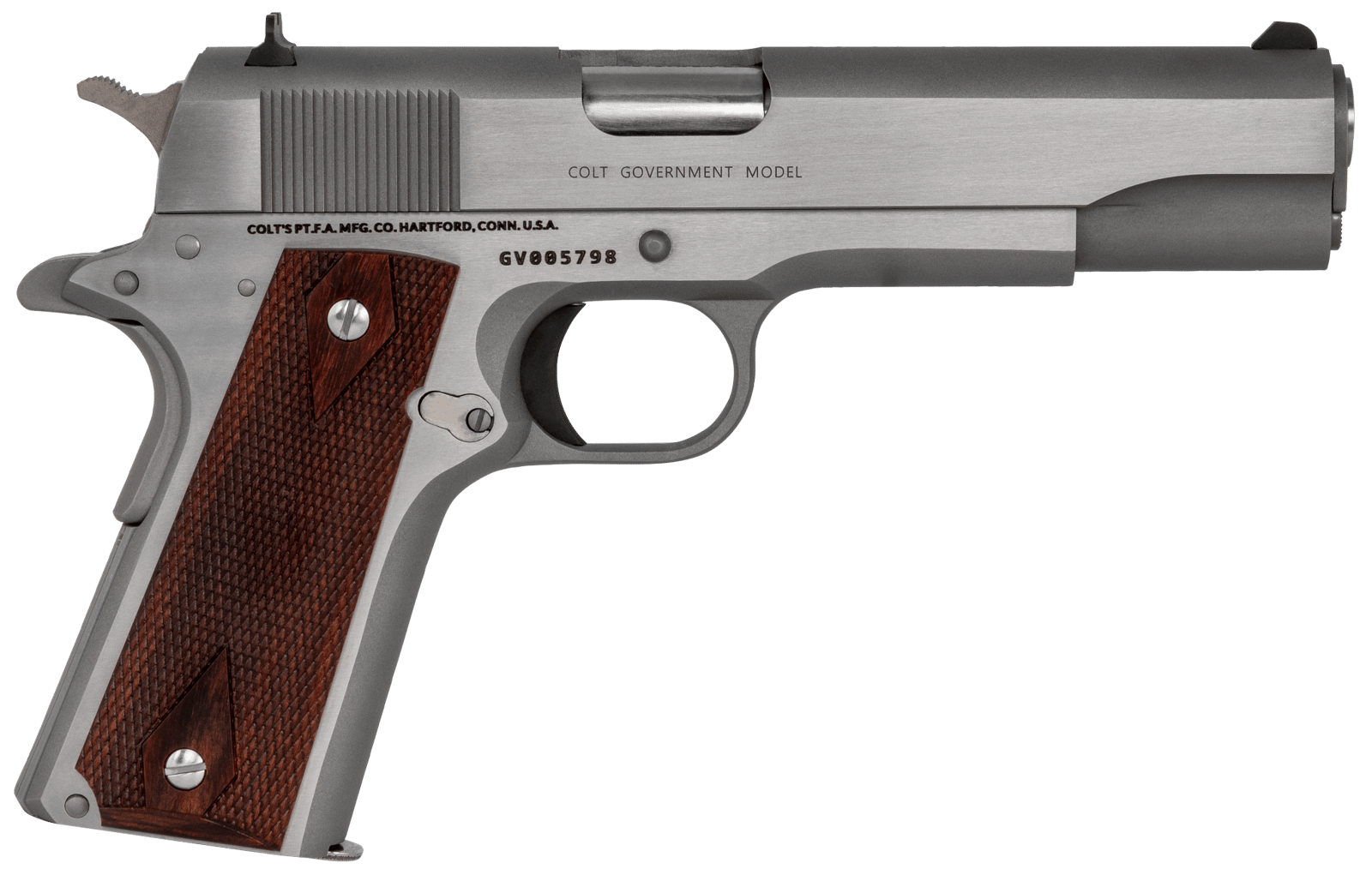 Colt Mfg O1911CSS 1911 Government 45 ACP 7+1 5" Stainless National Match Barrel, Serrated Stainless Steel Slide, Stainless Steel Frame w/Beavertail, Rosewood Grip, Right Hand