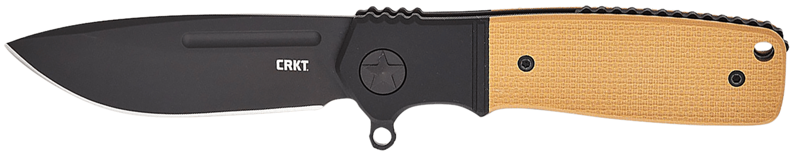 CRKT K245BKP Homefront Compact 2.91" Folding Plain Black DLC S35VN SS Blade, Black/Tan G10 Handle