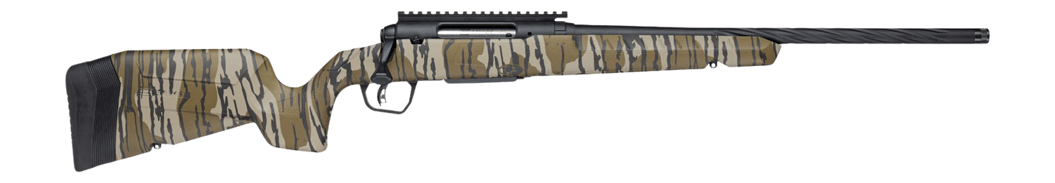 Savage Arms 33301 Axis 2 Pro 243 Win 4+1 20" Black Cerakote Carbon Steel Spiral Fluted Threaded Barrel & Receiver w/Picatinny Rail, Mossy Oak Original Bottomland Fixed w/Pistol Grip Synthetic Stock, R