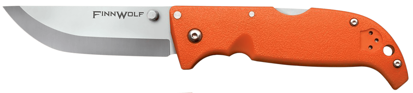 Cold Steel CS20NPJ Finn Wolf 3.50" Folding Straight Back Plain Satin Polished AUS-8A SS Blade/Blaze Orange Griv-Ex Handle Includes Pocket Clip