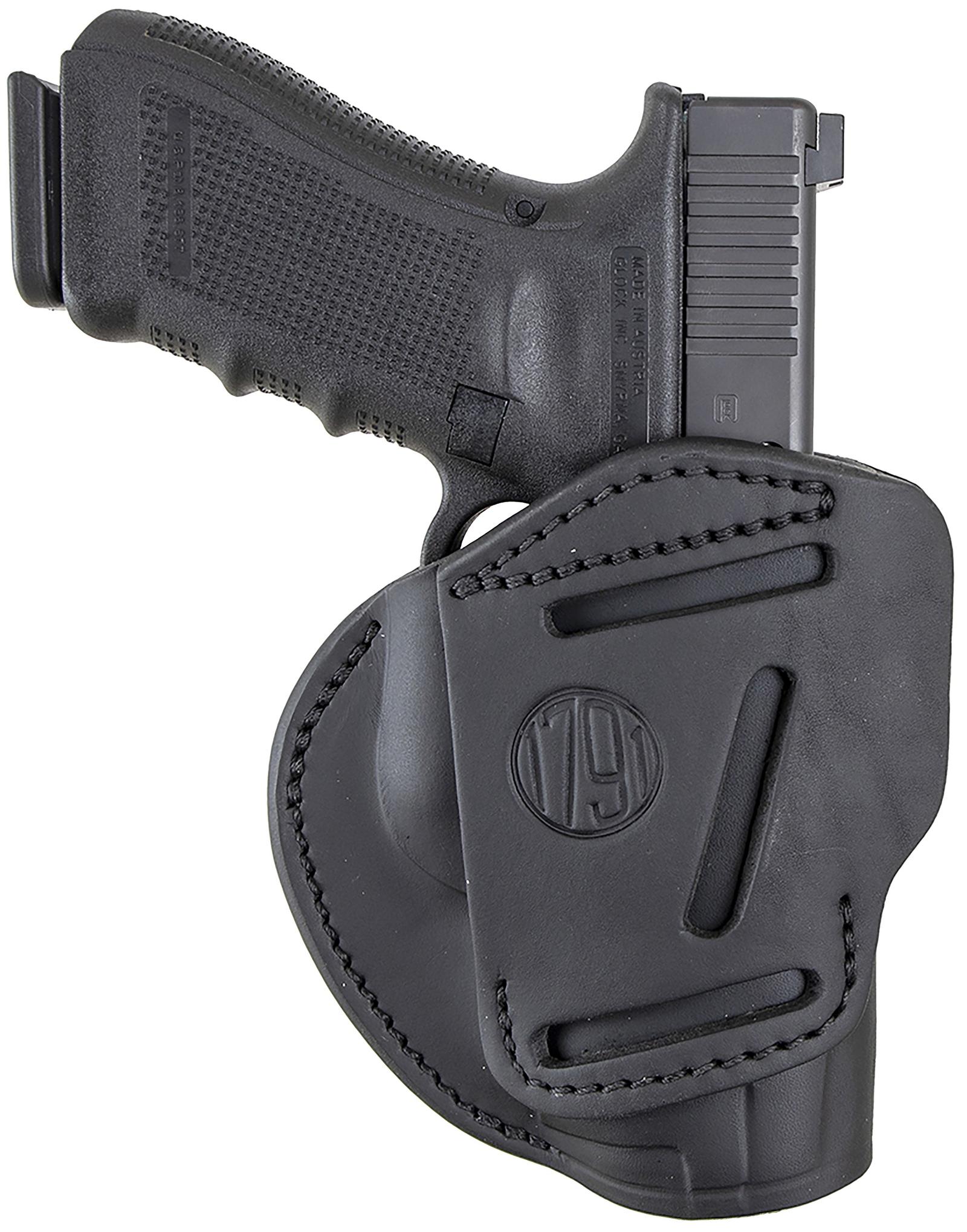 1791 Gunleather 3WH5SBLA 3-Way  IWB/OWB Size 05 Stealth Black Leather Belt Loop Compatible w/ Glock 17 Compatible w/ Springfield XD Compatible w/ S&W M&P Compatible w/ HK VP9 Ambidextrous Hand
